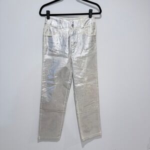 EDIT BY NINE Metallic Silver Straight Leg‎ Jeans Women's Size Small